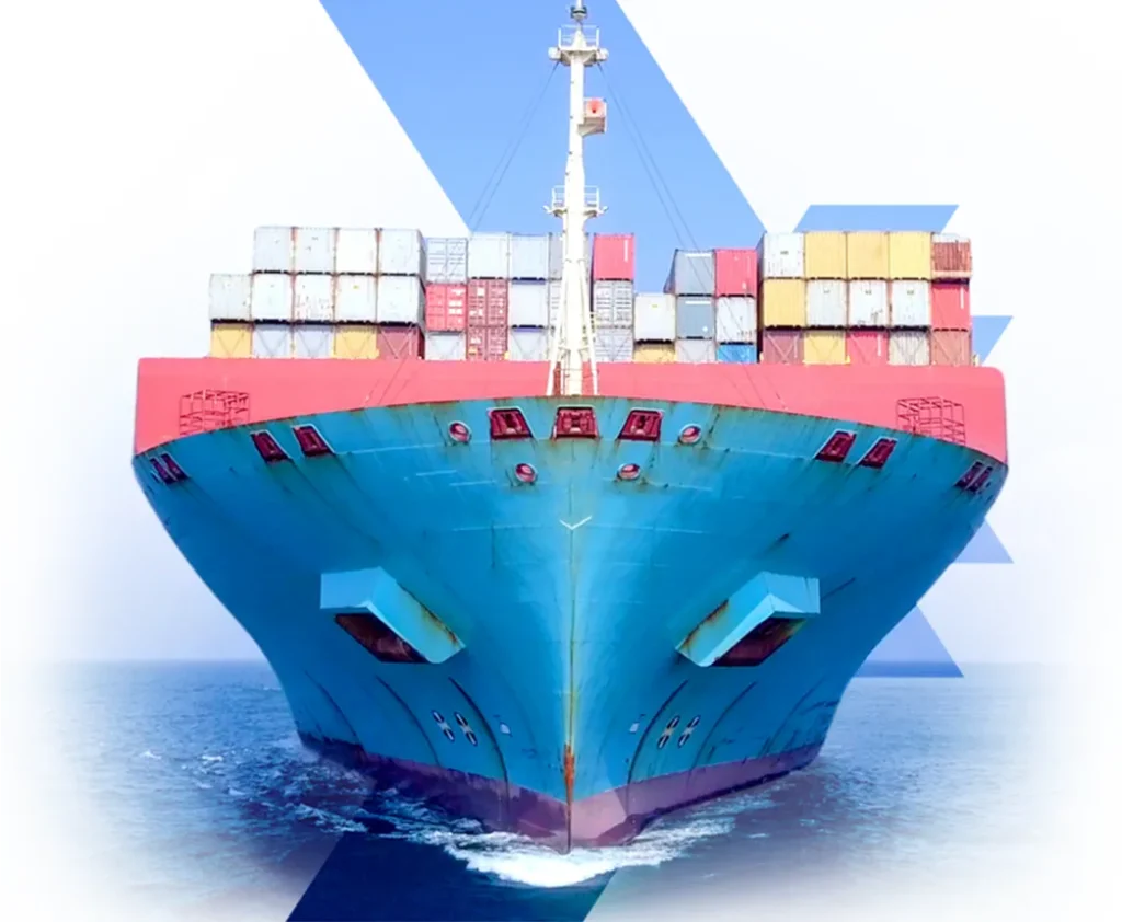 Large container vessel arriving – services by a shipping and logistics company in Congo