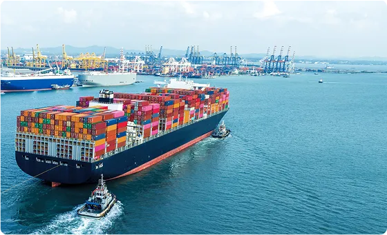 Shipping vessel in Congo’s port for freight forwarding services.